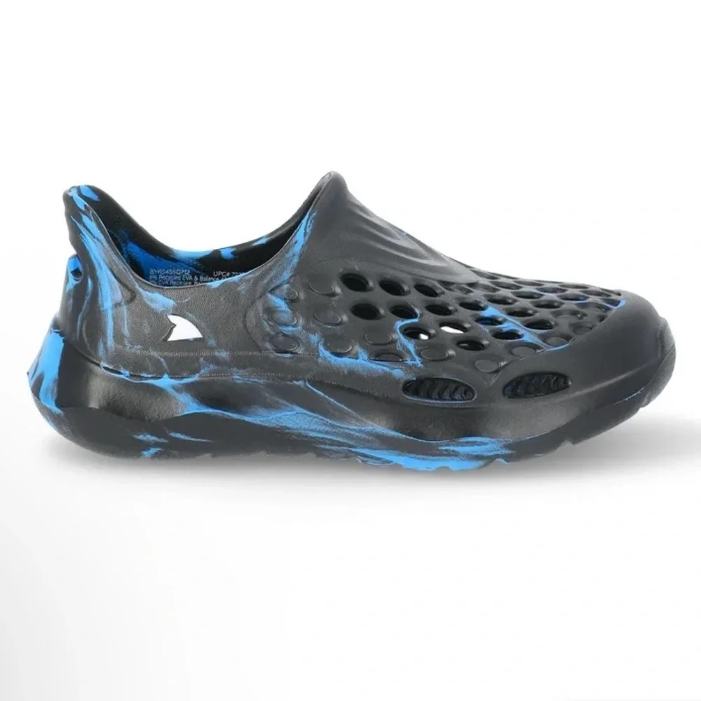 Black and Blue Slip-On Clogs